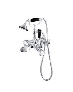 Grosvenor Black Pinch Wall Bath Shower Mixer Chrome
