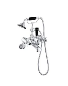 Grosvenor Black Pinch Wall Bath Shower Mixer Chrome