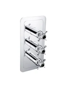Grosvenor Black Pinch 3 Handle 3 Way Shower Valve Chrome