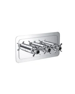 Grosvenor Black Pinch 3 Handle 2 Way Shower Valve Chrome