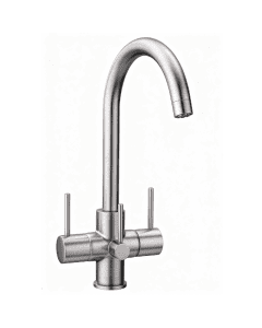 Genoa 3 Lever Single Flow Cold Filter Tap Brushed Steel