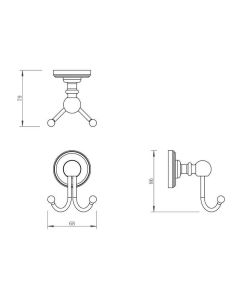 Grosvenor Robe Hook Antique Brass