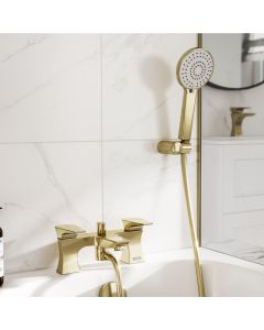 Hourglass Bath Shower Mixer Brushed Brass