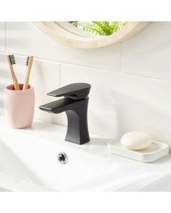 Hourglass Basin Mixer with Clicker Waste Matt Black