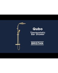 Qubo Thermostatic Bar Shower with Rigid Riser Kit Brushed Brass