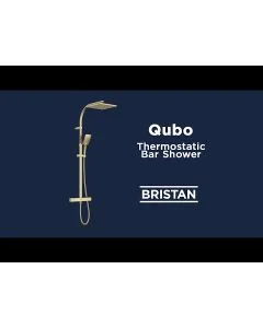 Qubo Thermostatic Bar Shower with Rigid Riser Kit Brushed Brass