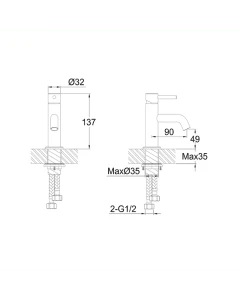 Inox Stainless Steel Cloakroom Basin Mixer