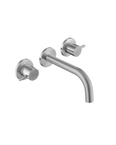 Inox Stainless Steel 3-Hole Wall Basin Mixer