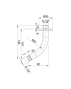 Inox Stainless Steel Curved Wall Shower Arm