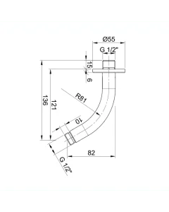 Inox Stainless Steel Curved Wall Shower Arm