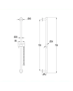 Inox Stainless Steel Slide Rail Shower Kit