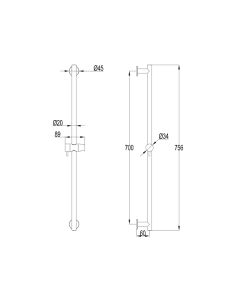 Inox Stainless Steel Shower Slide Rail