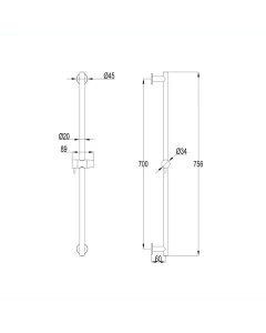 Inox Stainless Steel Shower Slide Rail