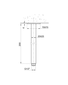 Inox Stainless Steel 200mm Square Ceiling Shower Arm