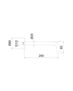 Inox Stainless Steel 250mm Basin Spout