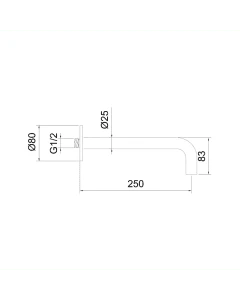 Inox Stainless Steel 250mm Basin Spout