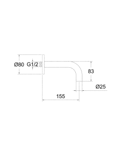 Inox Stainless Steel 155mm Basin Spout