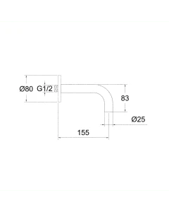 Inox Stainless Steel 155mm Basin Spout