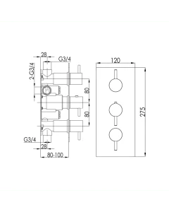 Inox 2-Way Stainless Steel Thermostatic Shower