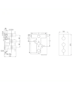 Inox 3-Way Stainless Steel Thermostatic Shower