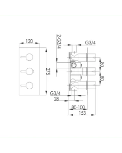 Inox Horizontal 2-Way Stainless Steel Thermostatic Shower
