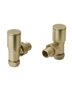 JTP Angled Radiator Valves Brushed Brass