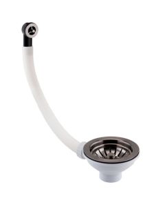 JTP 90mm Strainer Waste Round Overflow Brushed Black