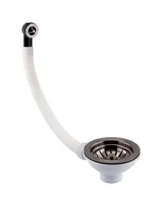 JTP 90mm Strainer Waste Round Overflow Brushed Black