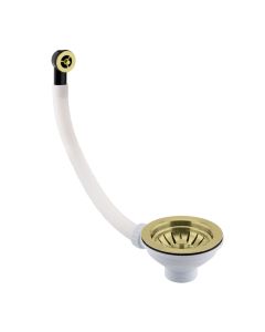 JTP 90mm Strainer Waste Round Overflow Brushed Brass