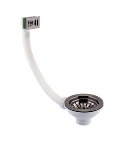 JTP 90mm Strainer Waste Square Overflow Brushed Black