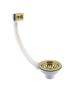 JTP 90mm Strainer Waste Square Overflow Brushed Brass