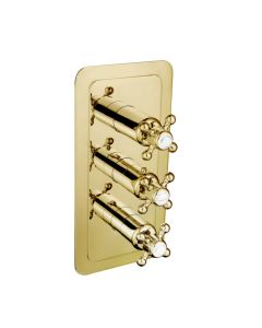 Grosvenor Cross 3 Handle 3 Way Shower Valve Gold
