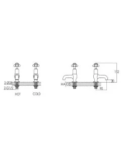 Grosvenor Cross Cloakroom Basin Taps Chrome