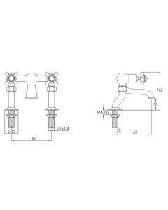 Grosvenor Cross Deck Bath Filler Gold