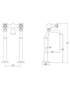 Grosvenor Black Cross Freestanding Bath Filler Chrome