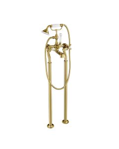 Grosvenor Cross Freestanding Bath Shower Mixer Gold