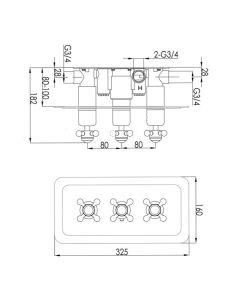 Grosvenor Black Cross 3 Handle 3 Way Shower Valve Chrome