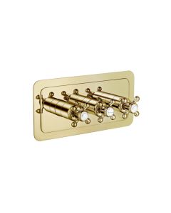 Grosvenor Cross 3 Handle 2 Way Shower Valve Gold