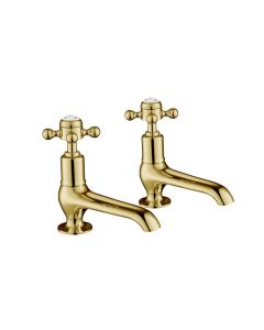 Grosvenor Cross Long Nose Basin Taps Gold