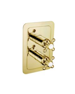 Grosvenor Cross 2 Way Thermostatic Shower Valve Gold