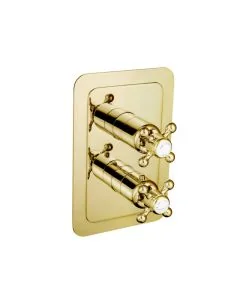 Grosvenor Cross 2 Way Thermostatic Shower Valve Gold