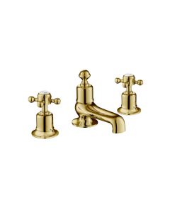 Grosvenor Cross 3 Hole Bath Filler Gold