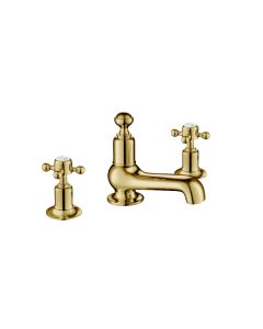 Grosvenor Cross 3-Hole Basin Mixer Gold
