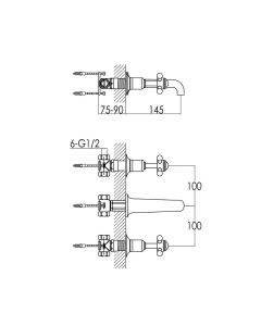Grosvenor Cross 3 Hole Wall Basin Mixer Chrome