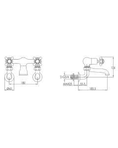 Grosvenor Cross Wall Bath Filler Gold