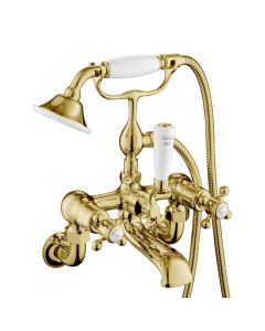 Grosvenor Cross Wall Bath Shower Mixer Gold