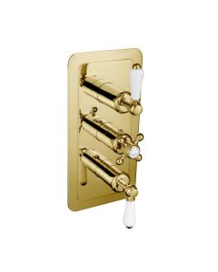 Grosvenor Lever 3 Handle 2-Way Shower Valve Gold
