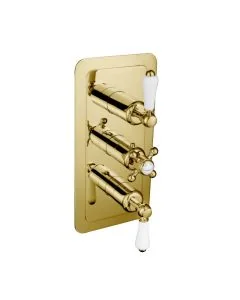 Grosvenor Lever 3 Handle 2-Way Shower Valve Gold