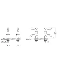 Grosvenor Lever Bath Taps Gold