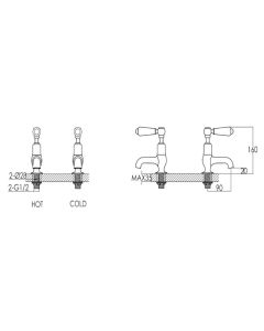 Grosvenor Lever Cloakroom Basin Taps Chrome